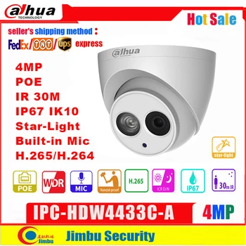 Camera IP Dahua 4MP IPC-HDW4433C-O IR30 Mini Camera POE starlight H265 H264 MICROFON încorporat rețea de camere de supraveghere în mai multe limbi dome