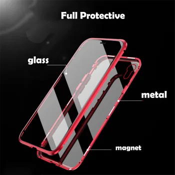 Pentru iPhone 7 Caz Cadru Metalic Magnet Bara de protecție din Aluminiu dublu Pahar plin Proteja Capacul pentru iPone SE 2020 iPhone 7 8 Telefon Caz
