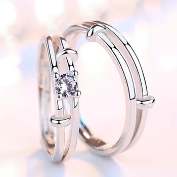 14 Stil Romantic Cuplu Set Inel Deschide Cristal Inel Pentru Femei De Moda De Culoare De Argint Bijuterii Cadou Nou 2020