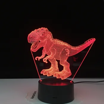 LED 3D Lumina de Noapte iluminator Dinozaur 3D Vizuale Lampa Iluzie Optică Copii Masa de Iluminat 7 Schimbare de Culoare 3D Corpuri de iluminat