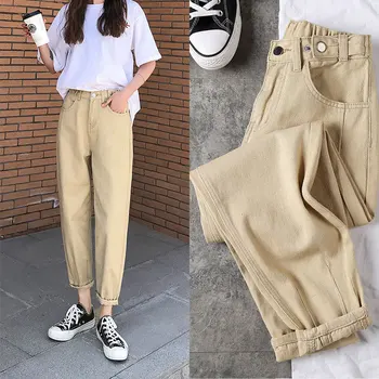Blugi Femei cu Talie Înaltă, din Denim Streetwear Plus Dimensiunea Vrac Harem Glezna-lungime Pantaloni Femei Catifea Caldă Casual All-meci Elastic
