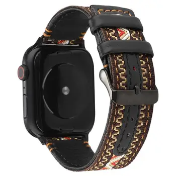 44mm 40mm Veritabilă Bandă de Piele pentru Apple Watch Seria 5 4 3 2 42mm 38mm Stil Boem de Înlocuire Watchband pentru Iwatch 5 4 3