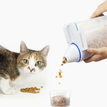 1buc Alimente pentru animale de Companie Cutie de Depozitare Container Etanș Câine Pisici Alimente Recipient Cu o Ceașcă de Măsurare Clar 14466