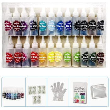 24buc Tie-Dye Kit Țesături Textile Vopsele Vibrante Material Textil cu Un Pas Tie Dye Set de Artă,Îmbrăcăminte Vopsea,Colorant Cravată Pigment Kit