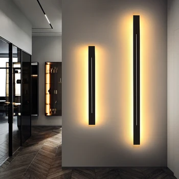 0.6-1.2 m Minimalismul Modern cu LED-uri lampă de Perete Negru/Aur Camera de zi Dormitor Decor de Perete de Lumină Interioară Tranșee aplicatiile murale corp de iluminat