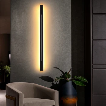 0.6-1.2 m Minimalismul Modern cu LED-uri lampă de Perete Negru/Aur Camera de zi Dormitor Decor de Perete de Lumină Interioară Tranșee aplicatiile murale corp de iluminat