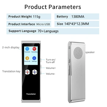 T8S Voce Instant Translator de Limbă 40 de Limbi WIFI Traducător Portabil de Traducere Călătorie de Afaceri Inteligent Interpret