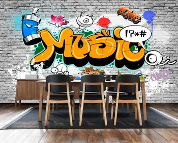 Transport gratuit Graffiti Tapet Personalizat 3D Graffiti Camera Copil Murală Europa și America Retro Graffiti Bar, Restaurant Murală