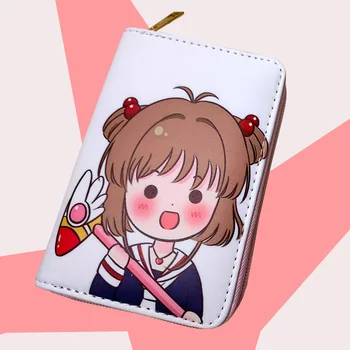 Cardcaptor Sakura Femei Card Captor Sakura Scurt Portofel Cu Fermoar Femei Poseta De Monede Schimbarea Cartelei Pungă Anime Cartera Mujer