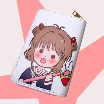 Cardcaptor Sakura Femei Card Captor Sakura Scurt Portofel Cu Fermoar Femei Poseta De Monede Schimbarea Cartelei Pungă Anime Cartera Mujer