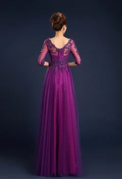 Vestido formatura festa2021 noua tul cu margele jumătate maneca O Lina turcoaz violet roșu albastru regal domnisoara de onoare rochie de mireasa lunga