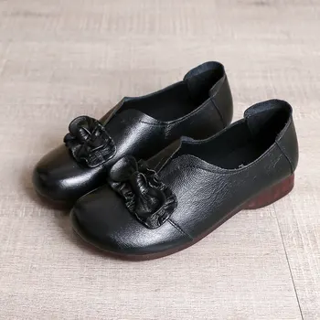 Xiuteng 2020 Primavara-Vara Stil Etnic din Piele Pantofi Plat pentru Femei Moale Confortabil Alunecare pe Mocasini Flori Mama Pantof 14500
