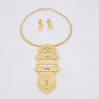 NOI, de Înaltă Calitate Italia 750 de Aur de culoare Set de Bijuterii Pentru Femei africane margele de moda set colier cercei bijuterii 14528