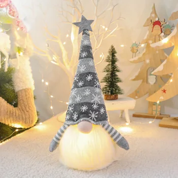 Scandinave Gnome Crăciun Lumini cu Timer suedeză Santa Gnome Nordic Xmas Decor P7Ding