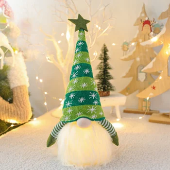 Scandinave Gnome Crăciun Lumini cu Timer suedeză Santa Gnome Nordic Xmas Decor P7Ding