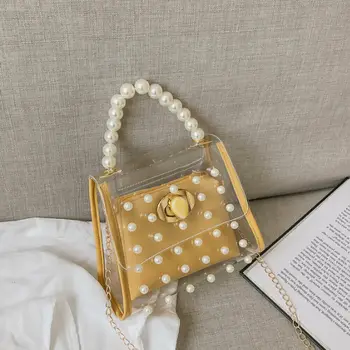 2019 nou pearl geantă de mână de moda pentru femei geanta de umar transparente, margele sac de Mesager