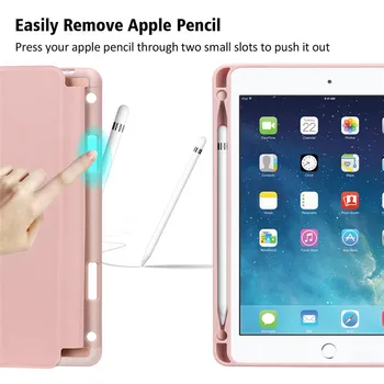 Cu Creion cu Silicon de Caz Pentru iPad Pro 12.9 11 Air 2 10.2 Mini 5 Caz Multi-Fold husa de Protectie Tableta Anti-toamna Sta