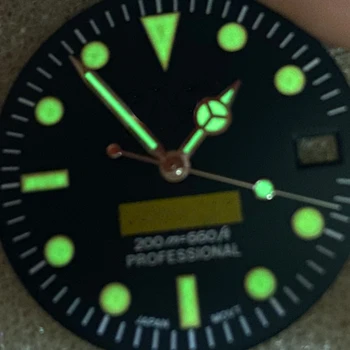Dial marker nici o data 28.5 mm cadran negru și mâinile verde luminos SKX007 și mai Potrivite pentru Japonezi NH35 mișcare PP9523 14671