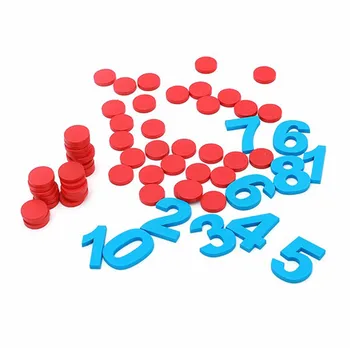 10buc Albastru Digital + 55pcs Roșu Contra Montessori Copilul Numărul Figura Stick de Matematică din Lemn Educative pentru Copii Jucarii Pentru Copii