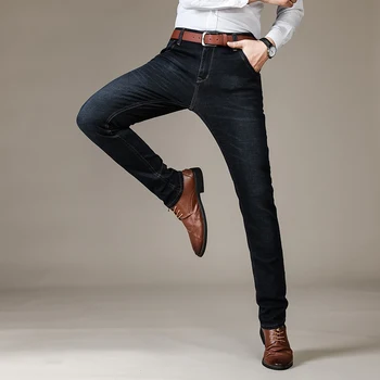 Fratele Wang Brand Nou pentru Bărbați Blugi Negri Afaceri de Moda Stil Clasic Elastic Pantaloni Slim de sex Masculin