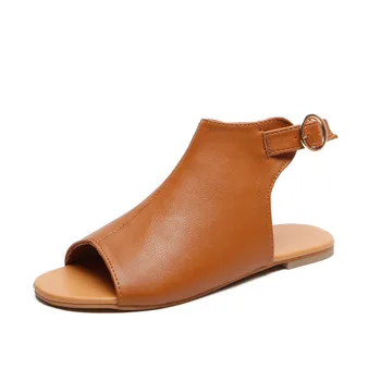 Pantofi Femei 2019 Sandale de Vara Sapato Feminin Confortabil PU Cumpărături Unic Plat Sandale Pentru Femei Pantofi Peep Toe Sandalias Mujer NOI 14682