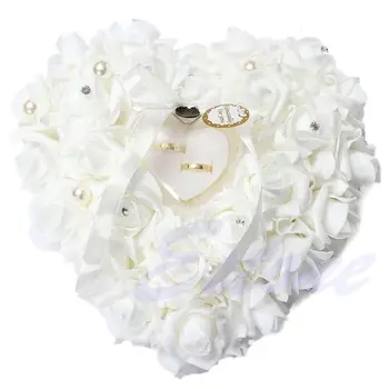 Nunta Cutie De Cadou Romantic Rose Favoruri În Formă De Inimă Pearl Inel Cadou Cutie Purtător Titularul Flori Perna Buchet De Mireasa Cadou