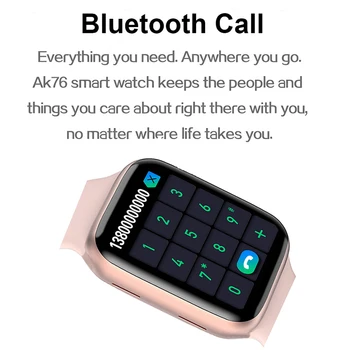 AK76 apelare Bluetooth Ceas Inteligent Bărbați Femei Termometru Rata de Inima de Monitorizare a Presiunii arteriale Smartwatch Fata Ceas Personalizat PK W26