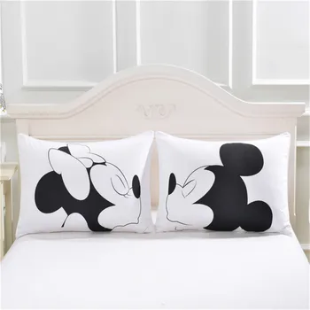 Mickey Mouse, Minnie Domnul Doamna fețe de Pernă Textile Acasă 2 buc Alb Cuplu de Pernă Perne Decorative Caz Living 50x75cm