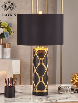 TUDA Lux Post-Modern Alb-Negru cu Aur Ceramice Lampă de Masă pentru Dormitor Lampă de Noptieră Living Lampă de Noptieră Home Deco