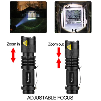 4000LM Mini Lanterna LED-uri Q5 T6 LED Lanterna Reglabil Focalizare Zoom Flash de Lumină Lampă de utilizare 14500 și 18650 baterie cadou