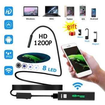 1200P HD WiFi Endoscop aparat de Fotografiat Impermeabil Android USB Softwire Rigid Hardwire Borescope Mini Camera de 8mm Pentru Iphone Android pe PC