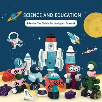 DIY asamblate educația copiilor științei și educației magnetic tridimensional racheta bloc jucărie cadou de crăciun