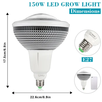 (2 buc/Lot) Spectru Complet E27 150W COB LED-uri Cresc Light cu efect De Seră în Cort Plante de Interior, Flori, Legume, Plante medicinale în Creștere Lampă Spot