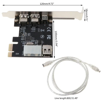 PCI-e 1X IEEE 1394A 4 Port(3+1) Firewire Adaptor de Card 6-4 Pin Cablu Pentru PC Desktop