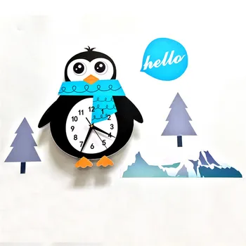 Desene Animate Ceasuri De Perete Animale Drăguț Pinguin Acasă Decor Ceas De Perete Pentru Camera Copii, Dormitor Design Modern, Suportul De Ceas 14955