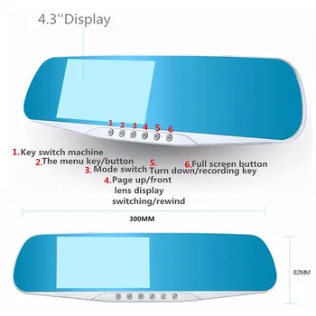4.3 inch TFT LCD Auto Auto Oglinda Monitor DVR Dual Lens Dash Cam Video Recorder Video + Retrovizoare aparat de Fotografiat IR Noapte Viziune