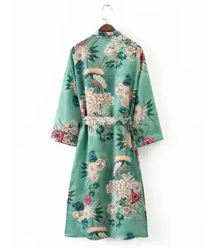BOHO Etnice Floare de Imprimare cu eșarfe Kimono Tricou Retro Bandaj Cardigan Bluza Topuri blusas combinezon femme blusa de Vacanță