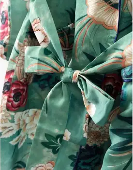 BOHO Etnice Floare de Imprimare cu eșarfe Kimono Tricou Retro Bandaj Cardigan Bluza Topuri blusas combinezon femme blusa de Vacanță