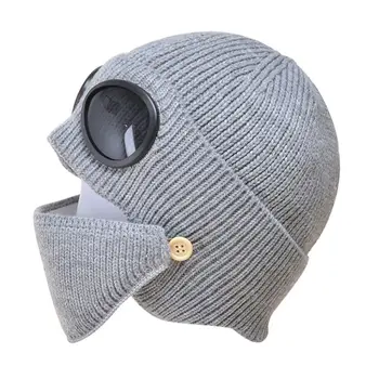 Iarna Ochelari Capac Îngroșa Cald Bărbați Femei Drumeții Capac Masca De Protecție Pentru Urechi Căciuli Tricotate Din Lână Pălărie Nouă 150600