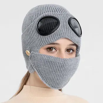 Iarna Ochelari Capac Îngroșa Cald Bărbați Femei Drumeții Capac Masca De Protecție Pentru Urechi Căciuli Tricotate Din Lână Pălărie Nouă