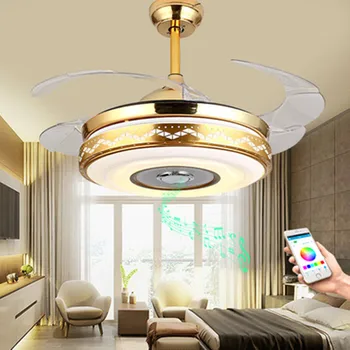 IKVVT invizibil ventilator lampa cu audio Bluetooth LED restaurant ventilator electric lampă minimalist modern living lampa de control de la distanță
