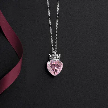 Rainbamabom Real Argint 925 Dragoste Inima Roz Ruby Sapphire Piatră Prețioasă De Aur Alb Colier Pandantiv Bijuterii Femei En-Gros
