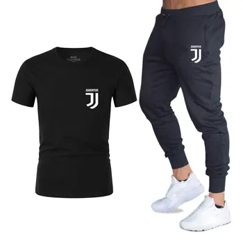 Moda pentru bărbați din două piese, tricou + pantaloni casual costum de vara Barbati nou imprimate T-shirt, de înaltă calitate, cu mânecă scurtă costum sport