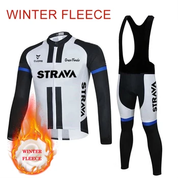 2021 Pro STRAVA Termică Iarna Fleece Ciclism Jersey Set Abbigliamento Ciclismo Invernale Biciclete Imbracaminte Biciclete MTB Jersey Bărbați