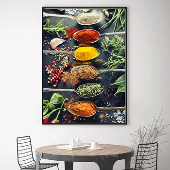 Bucatarie moderna Amestec de Plante medicinale și Condimente Ulei pe Panza Pictura, Postere si Printuri de Arta de Perete Imagini Cuadros pentru Restaurant cu Decor Acasă
