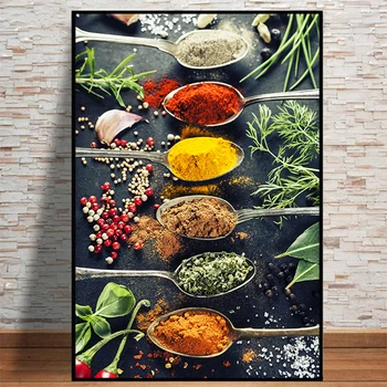 Bucatarie moderna Amestec de Plante medicinale și Condimente Ulei pe Panza Pictura, Postere si Printuri de Arta de Perete Imagini Cuadros pentru Restaurant cu Decor Acasă