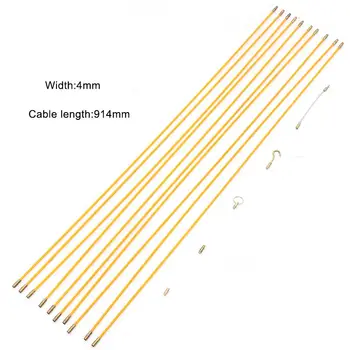 15 buc 4mm 30FT Conectabil din fibra de sticla de Funcționare prin Cablu de Sârmă Kit Coaxial Cablu Electric Împinge Tragator Instalarea Tije Instrument de Pește Sârmă