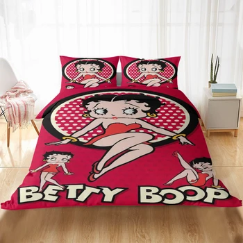 Home Textile 3D Betty Boop Seturi de lenjerie de Plapuma fata de Perna Set Dormitor lenjerie de Pat Duble Twin Regina King Size pentru Fete Adulți
