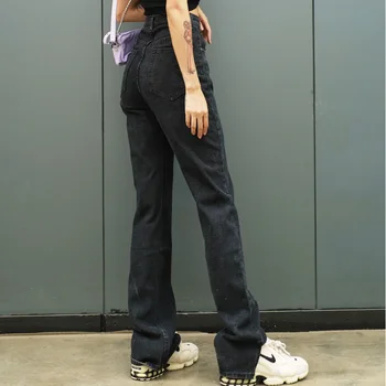 Femei Blugi picior drept Mama Blugi Largi, Talie Mare Pantaloni Drepte Femei 2020 Moda Casual Pierde Nedefinit Pantaloni