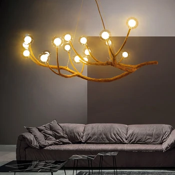 Rustic Ramură de Copac iluminat Candelabru de Lemn Retro Pandantiv lampa de Bucatarie Decor lustru suspensie Balon de Sticlă de lampă